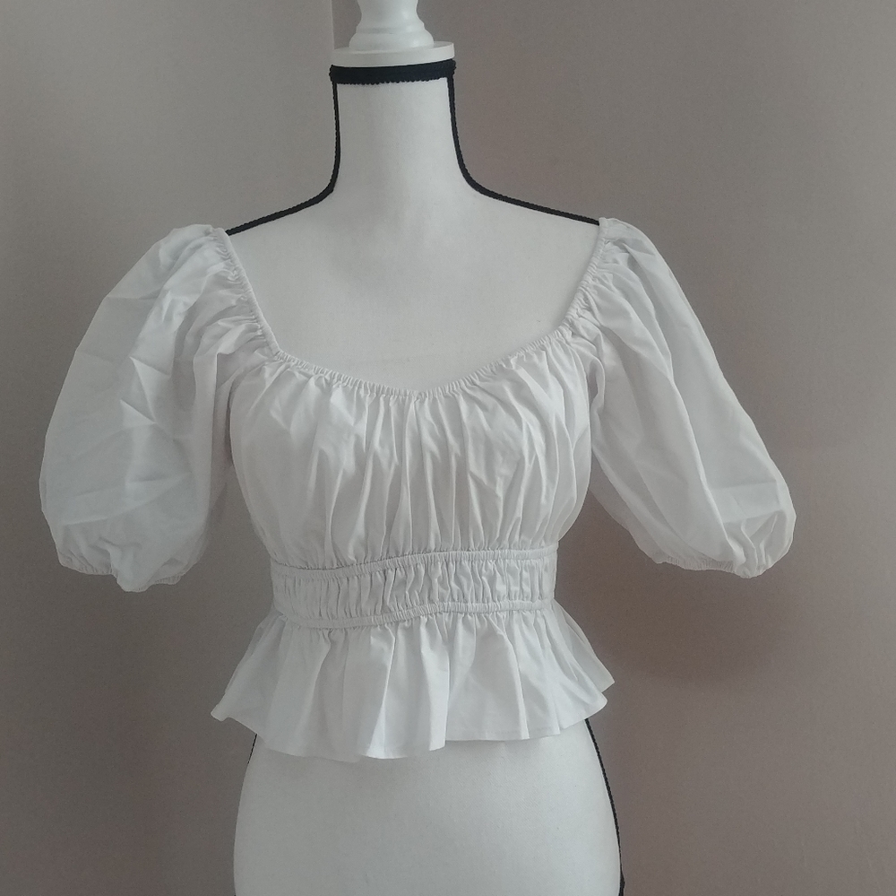 Express White Puff Sleeve Top